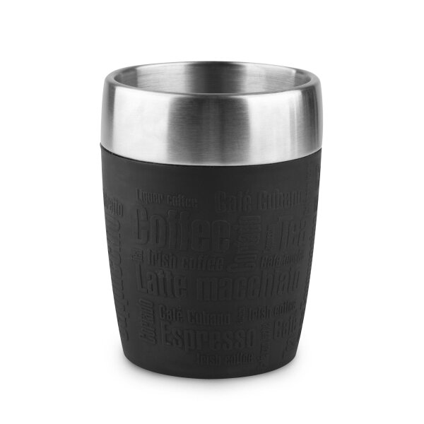 EMSA TRAVEL CUP 0,2 L Edelstahl mit Silikon-Manschette schwarz 514514